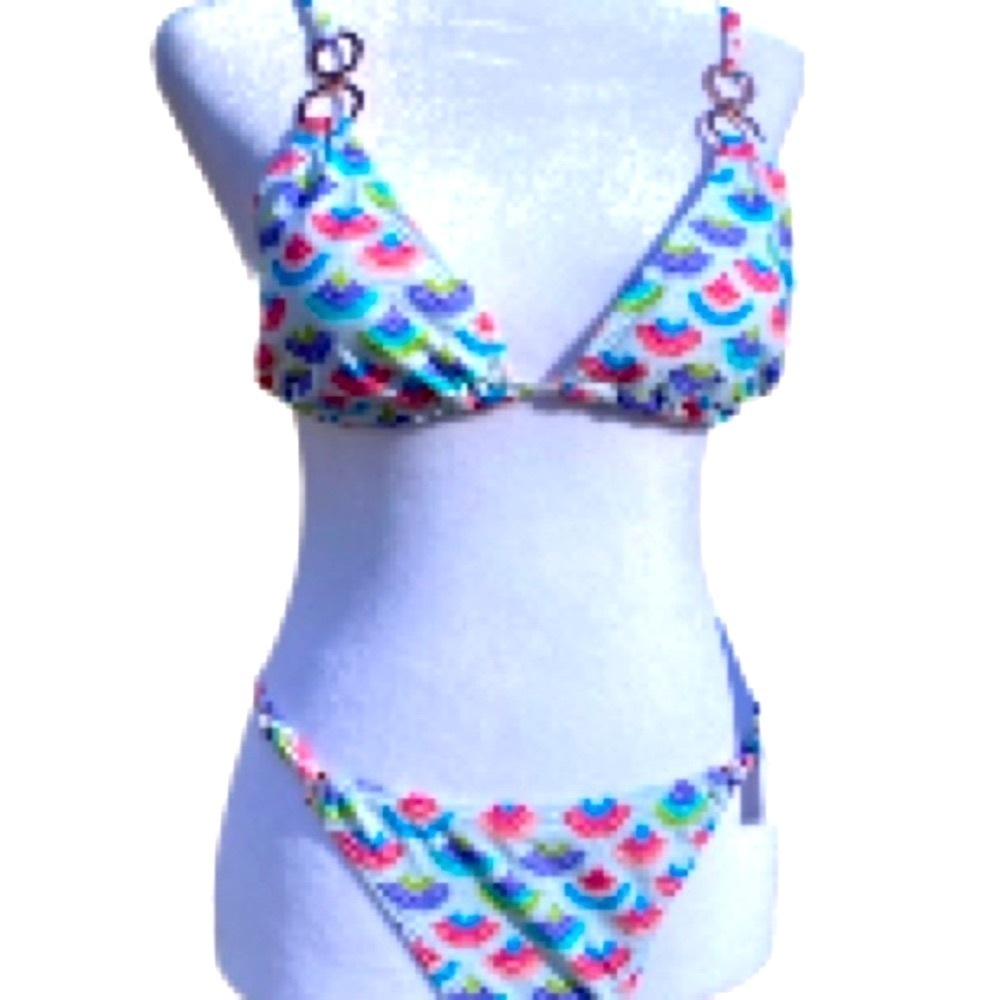 Nanette Lepore Bikini Set Blue Pink Purple Size 6 NWT